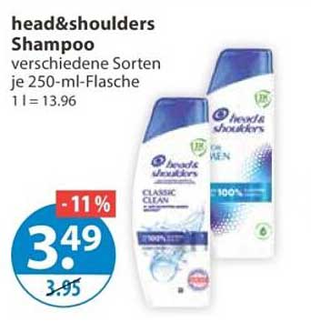 head&shoulders Shampoo verschiedene Sorten je 250-ml-Flasche 1 l = 13,96