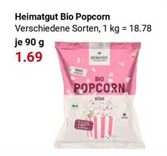 Heimatgut Bio Popcorn Verschiedene Sorten, 1 kg = 18.78 je 90 g