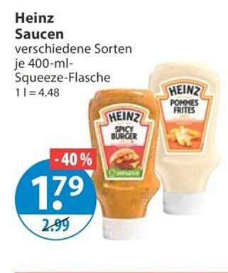 Heinz Saucen verschiedene Sorten je 400-ml-Squeeze-Flasche 1 l = 4.48
