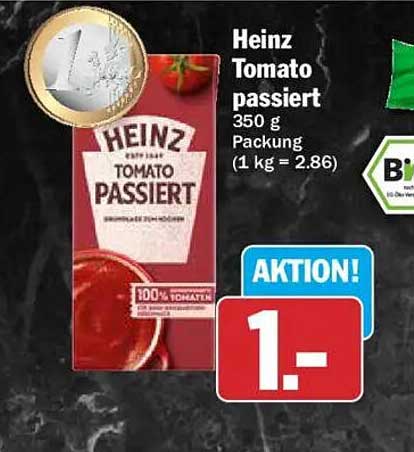 Heinz Tomato passiert 350 g Packung (1 kg = 2.86)