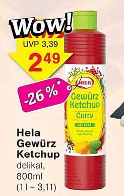 Hela Gewürz Ketchup delikat, 800ml (1 l = 3,11)