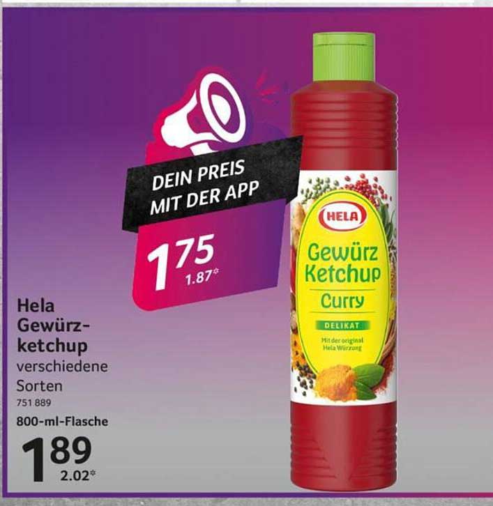 Hela Gewürzketchup verschiedene Sorten 800-ml-Flasche