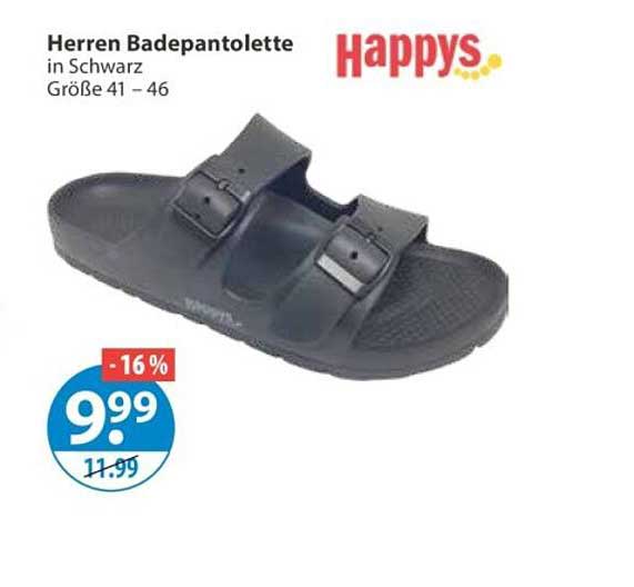 Herren Badesandalette in Schwarz Größe 41 – 46