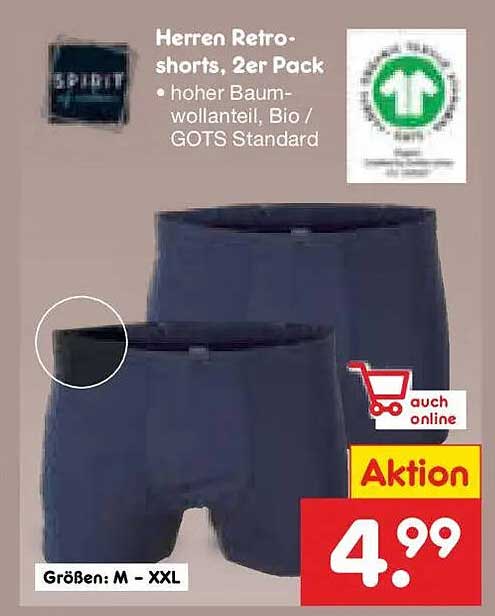 Herren Retro-shorts, 2er Pack
