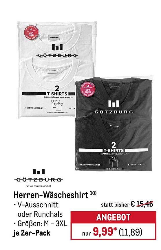 Herren-Wäscheshirt 10) • V-Ausschnitt oder Rundhals • Größen: M - 3XL je 2er-Pack