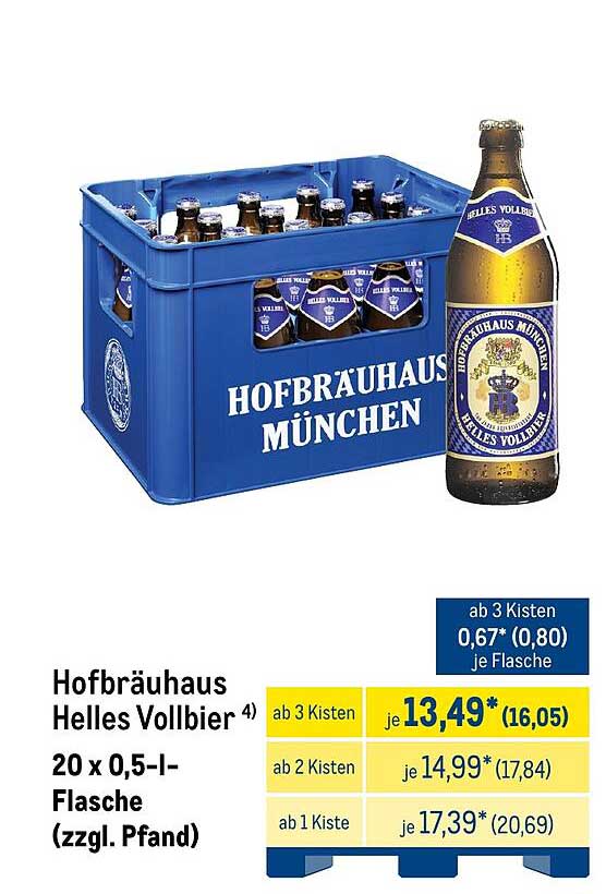 Hofbräuhaus Helles Vollbier 4) 20 x 0,5-l-Flasche (zzgl. Pfand)