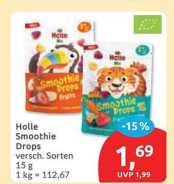 Holle Smoothie Drops versch. Sorten 15 g 1 kg = 112,67