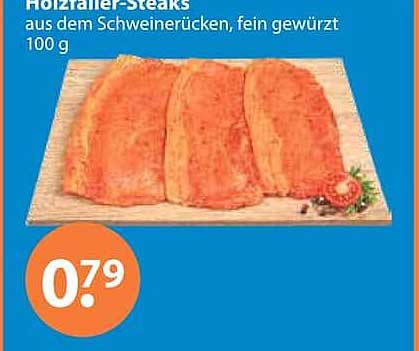 Holzfäller-Steaks aus dem Schweinerücken, fein gewürzt 100 g