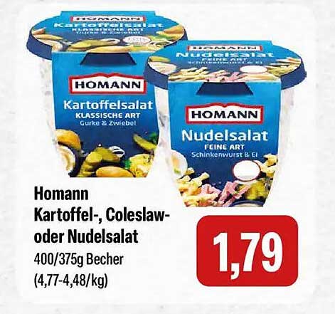 Homann Kartoffel-, Coleslaw- oder Nudelsalat