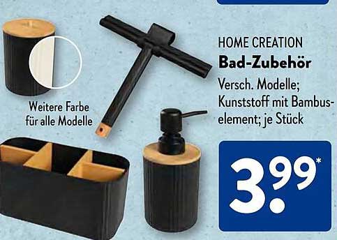 HOME CREATION Bad-Zubehör Versch. Modelle; Kunststoff mit Bambuselement; je Stück