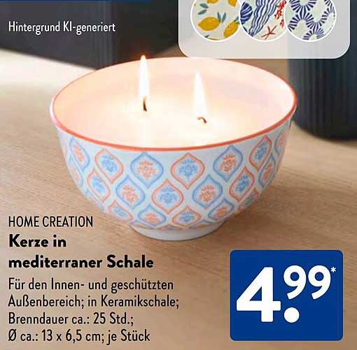 HOME CREATION Kerze in mediterraner Schale