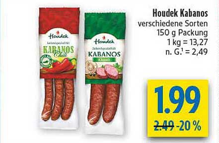 Houdek Kabanos verschiedene Sorten 150 g Packung 1 kg = 13,27 n. G. = 2,49