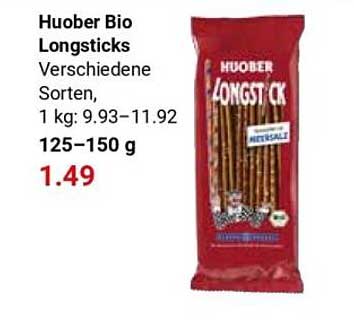 Huober Bio Longsticks Verschiedene Sorten, 1 kg: 9,93–11.92, 125–150 g