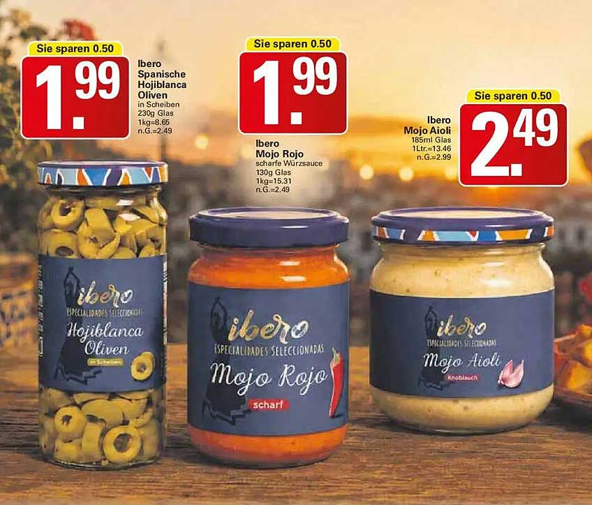 Ibero Spanische Hojiblanca Oliven in Scheiben