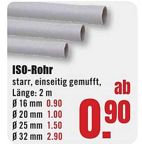 ISO-Rohr starr, einseitig genufft, Länge: 2 m