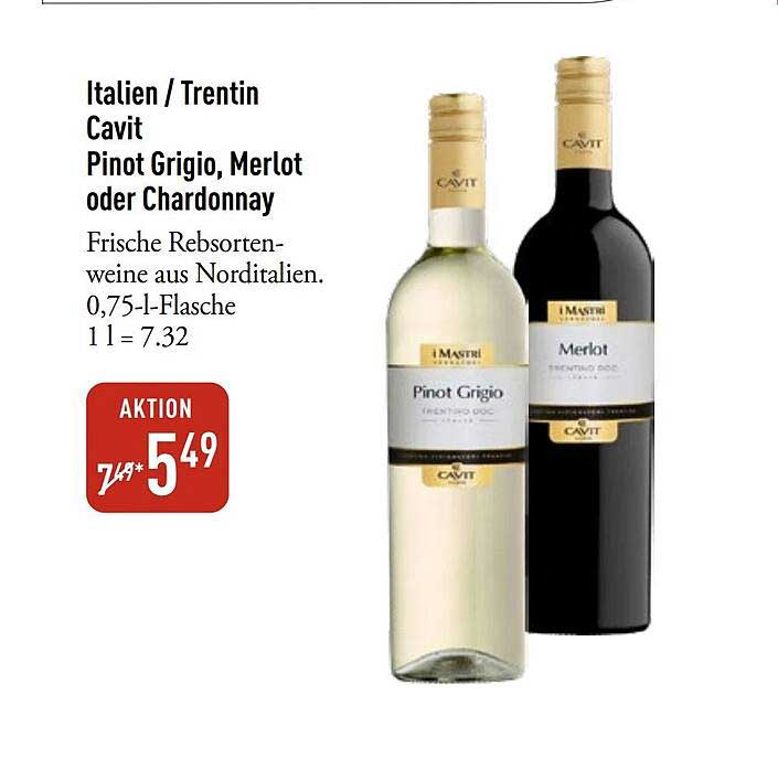 Italien / Trentin Cavit Pinot Grigio, Merlot oder Chardonnay