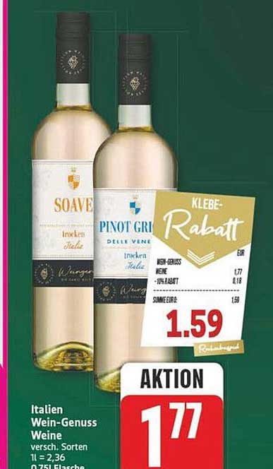 Italien Wein-Genuss Weine, Sorten 1l = 2,36 0,75l Fl.