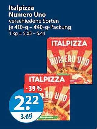 Italpizza Numero Uno verschiedene Sorten je 410-g - 440-g-Packung 1 kg = 5.05 – 5.41