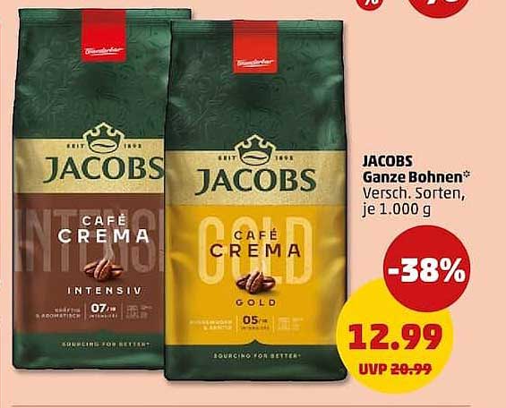 JACOBS Ganze Bohnen* Versch. Sorten, je 1.000 g