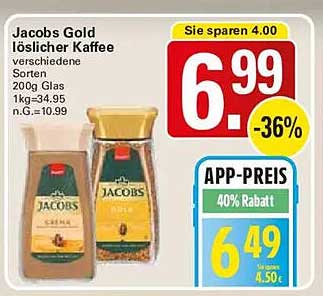 Jacobs Gold Löslicher Kaffee verschiedene Sorten 200g Glas
