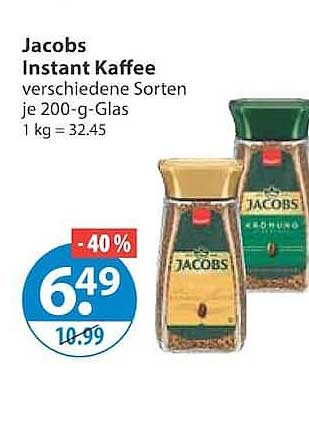 Jacobs Instant Kaffee verschiedene Sorten je 200-g-Glas 1 kg = 32.45