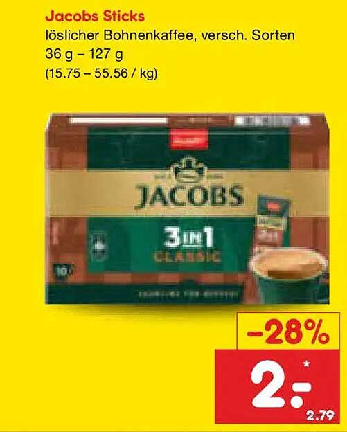 Jacobs Sticks löslicher Bohnenkaffee, versch. Sorten 36 g – 127 g