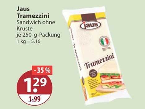 Jaus Tramezzini Sandwich ohne Kruste je 250-g-Packung 1 kg = 5.16