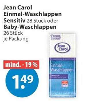 Jean Carol Einmal-Waschlappen Sensitiv 28 Stück oder Baby-Waschlappen 26 Stück je Packung