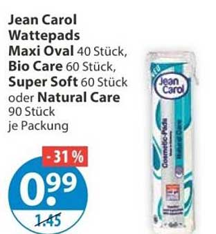 Jean Carol Wattepads Maxi Oval 40 Stück, Bio Care 60 Stück, Super Soft 60 Stück oder Natural Care 90 Stück je Packung