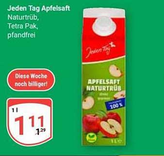 Jeden Tag Apfelsaft Naturtrüb, Tetra Pak, pfandfrei