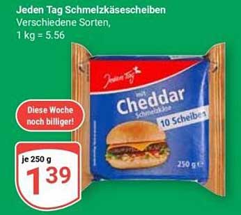 Jeden Tag Schmelzkäsescheiben Verschiedene Sorten, 1 kg = 5.56