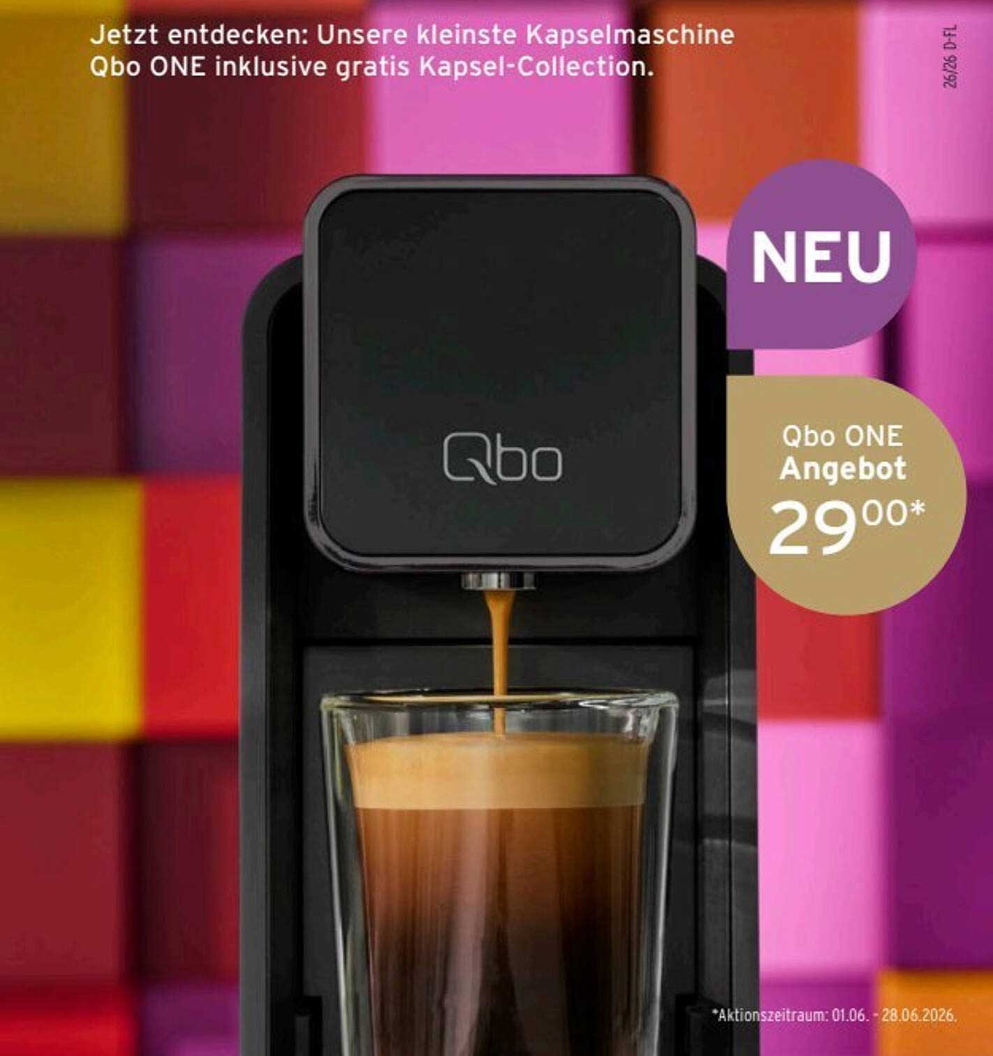 Jetzt entdecken: Unsere kleinste Kapselmaschine Qbo ONE inklusive gratis Kapsel-Collection.