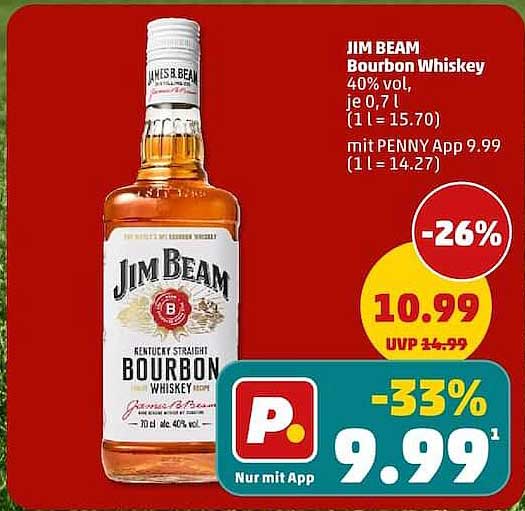 JIM BEAM Bourbon Whiskey 40% vol, je 0,7 l