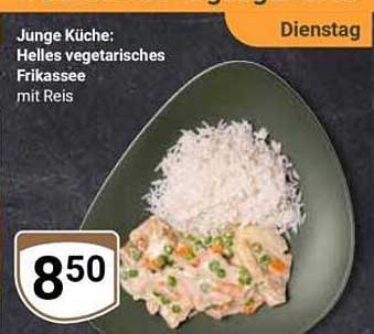 Junge Küche: Helles vegetarisches Frikassee mit Reis