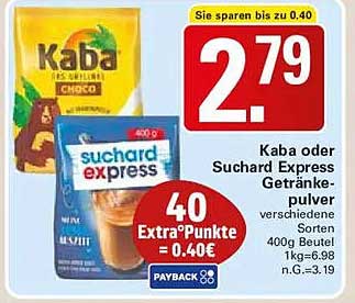 Kaba oder Suchard Express Getränke-pulver verschiedene Sorten 400g Beutel