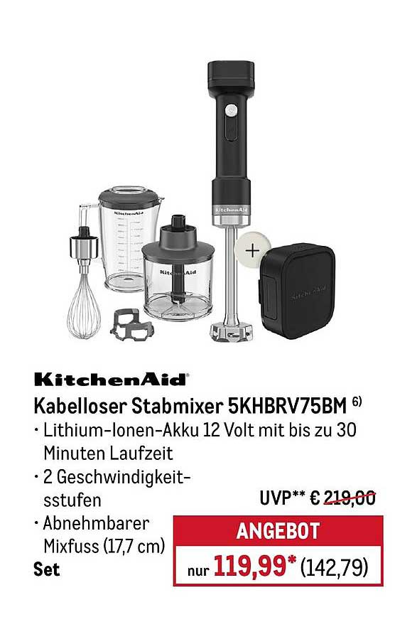 Kabelloser Stabmixer 5KHBRV75BM Set