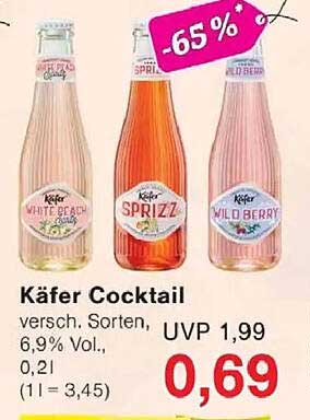 Käfer Cocktail versch. Sorten, 6,9% Vol., 0,2 l (1 l = 3,45)