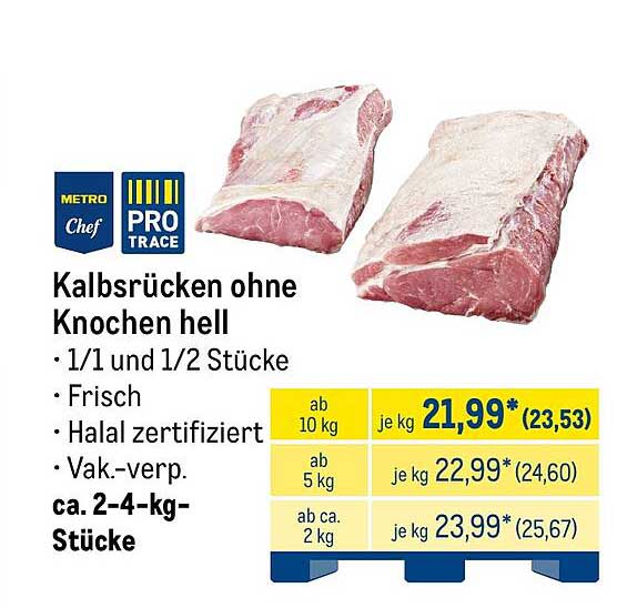 Kalbsrücken ohne Knochen hell