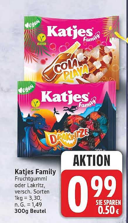 Katjes Family Fruchtgummi oder Lakritz, versch. Sorten 300g Beutel