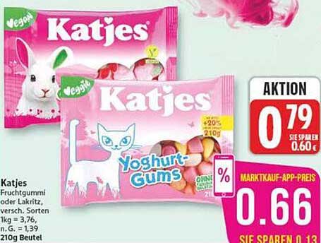 Katjes Fruchtgummi oder Lakritz, versch. Sorten, 210g Beutel