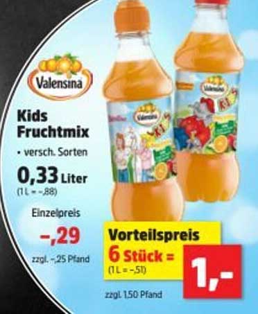 Kids Fruchtmix, versch. Sorten, 0,33 Liter