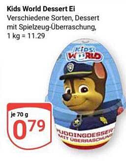 Kids World Dessert Ei Verschiedene Sorten, Dessert mit Spielzeug-Überraschung, 1 kg = 11.29