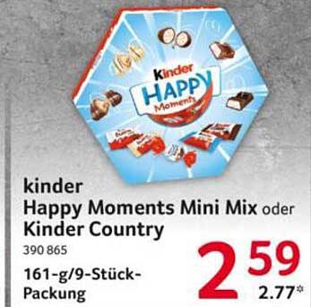 kinder Happy Moments Mini Mix oder Kinder Country 390 865 161-g/9-Stück-Packung