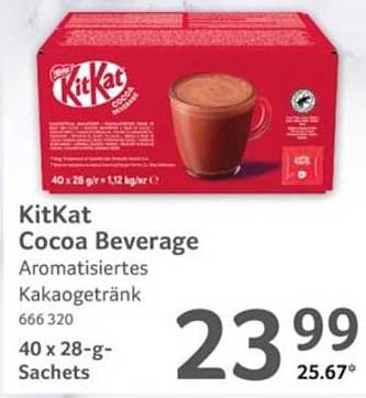 KitKat Cocoa Beverage Aromatisiertes Kakaogetränk 40 x 28-g-Sachets