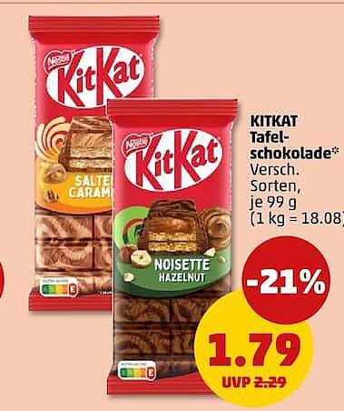 KITKAT Tafel-schokolade* Versch. Sorten, je 99 g (1 kg = 18.08)