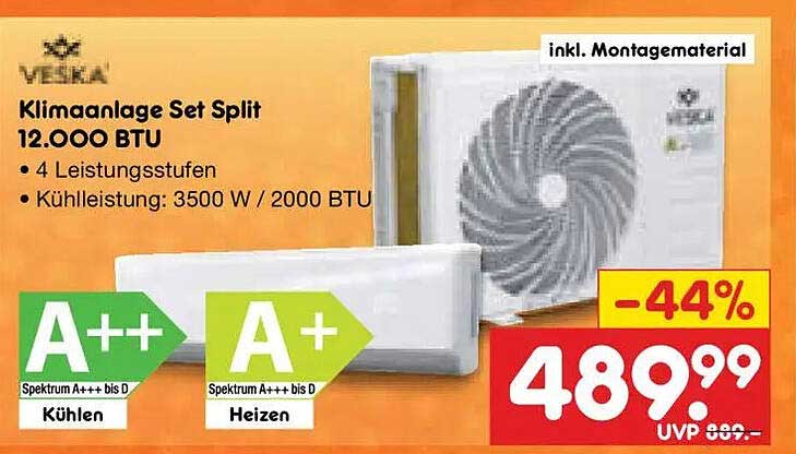 Klimaanlage Set Split 12.000 BTU