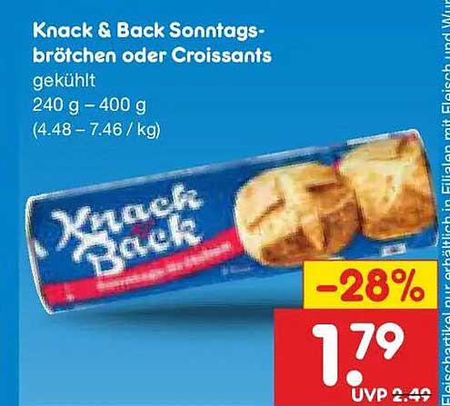 Knack & Back Sonntagsbrötchen oder Croissants gekühlt 240 g – 400 g