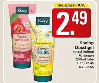 Kneipp Duschgel verschiedene Varianten 200ml Tube 1l=12.45 n.G.=2.65