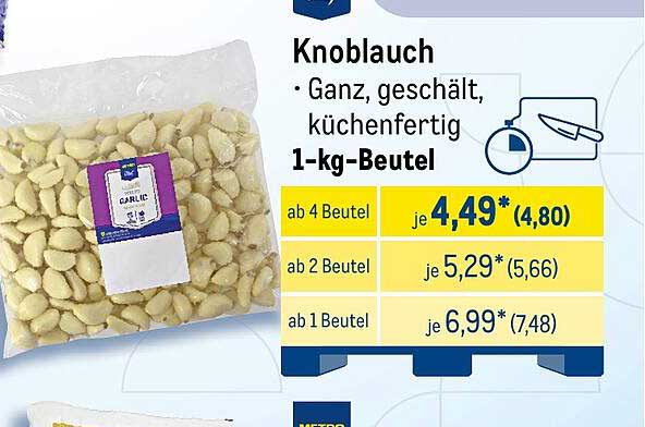 Knoblauch • Ganz, geschält, küchenfertig 1-kg-Beutel