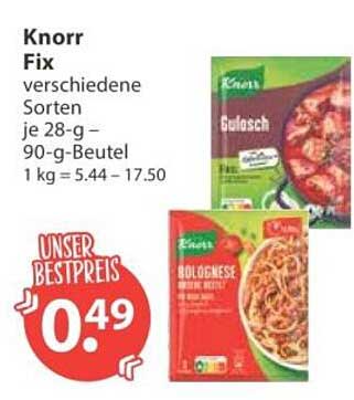 Knorr Fix verschiedene Sorten je 28-g - 90-g-Beutel 1 kg = 5.44 - 17.50